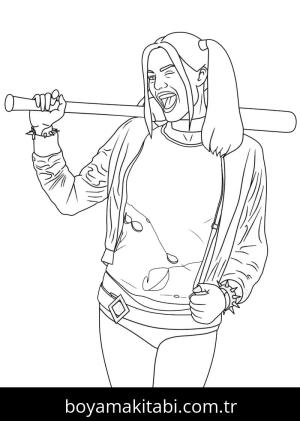 Harley Quinn boyama sayfası – yaratıcılık, eğlenceli etkinlik