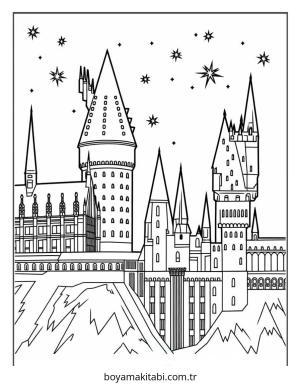 Harry Potter boyama sayfası – sevimli karakter, sanatsal çalışma