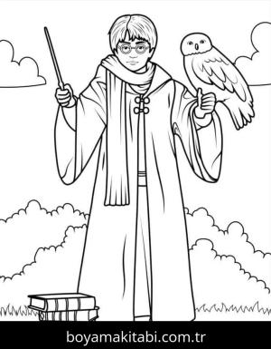 Harry Potter boyama sayfası – kolay boyama, eğitici aktivite