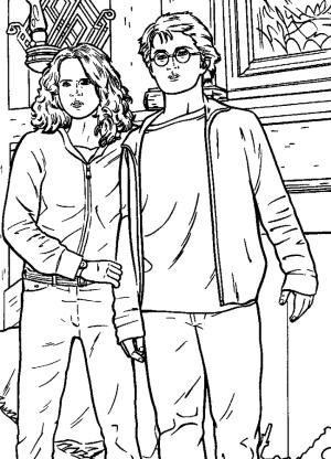 Harry Potter boyama sayfası,  coloring page, Harry ve Hermione, 