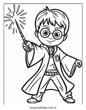 Harry Potter boyama sayfası – renkli çizimler, okul öncesi