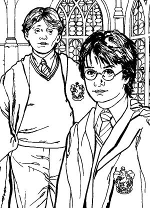 Harry Potter boyama sayfası,  coloring page, Harry Potter ve Ron Weasley, 