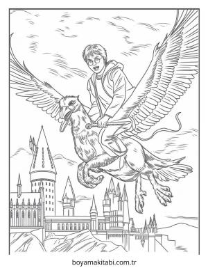 Harry Potter boyama sayfası – sevimli karakter, sanatsal çalışma