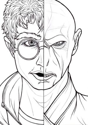 Harry Potter boyama sayfası,  coloring page, Harry Potter ve Voldemort’un Yüzü, 