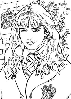 Harry Potter boyama sayfası,  coloring page, Gülen Hermione, 