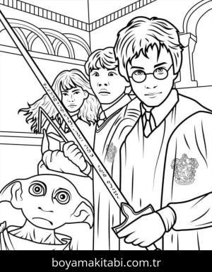 Harry Potter boyama sayfası – sevimli karakter, sanatsal çalışma