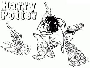 Harry Potter boyama sayfası,  coloring page, Harry Quidditch Oynarken, 