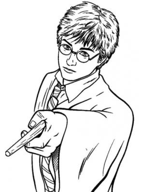 Harry Potter boyama sayfası,  coloring page, Sihirli Değnek ile Harry Potter, 