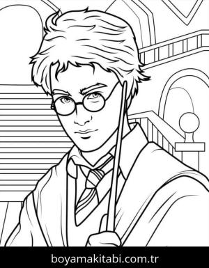 Harry Potter boyama sayfası – basit çizim, kolay boyama