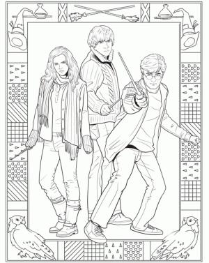 Harry Potter boyama sayfası,  coloring page, Harry, Hermione ve Ron, 