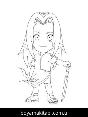 Sakura Haruno boyama sayfası – çocuklar için, çizgi film temalı