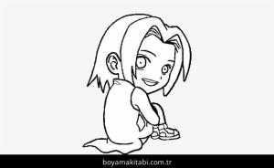 Sakura Haruno boyama sayfası – renkli çizimler, okul öncesi