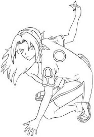 Sakura Haruno boyama sayfası,  coloring page, Kunai Ile Sakura, 