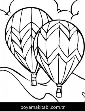 Hava Balonu boyama sayfası – çizgi film temalı, basit çizim
