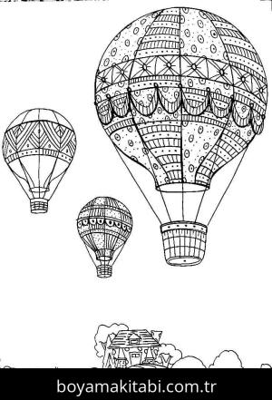 Hava Balonu boyama sayfası – eğlenceli etkinlik, el becerilerini geliştirir