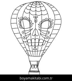 Hava Balonu boyama sayfası – kolay boyama, eğitici aktivite