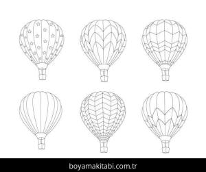 Hava Balonu boyama sayfası – renkli çizimler, okul öncesi