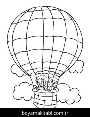 Hava Balonu boyama sayfası – el becerilerini geliştirir, boyama çalışması