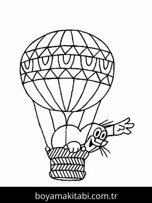 Hava Balonu boyama sayfası – keyifli zaman, renkli çizimler