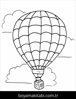 Hava Balonu boyama sayfası – kolay boyama, eğitici aktivite