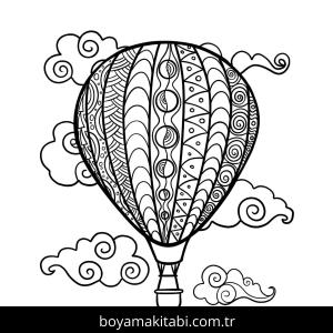 Hava Balonu boyama sayfası – çizgi film temalı, basit çizim