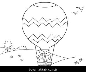 Hava Balonu boyama sayfası – çocuk aktivitesi, PDF indir