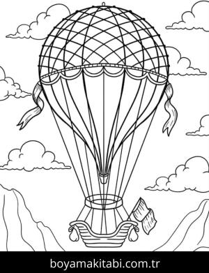 Hava Balonu boyama sayfası – okul öncesi, evde etkinlik