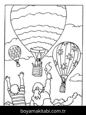Hava Balonu boyama sayfası – eğitici aktivite, yaratıcılık