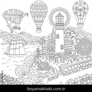 Hava Balonu boyama sayfası – yaratıcılığı geliştirir, keyifli zaman