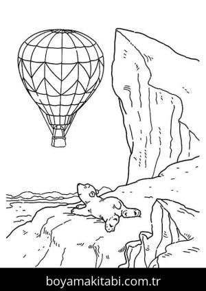 Hava Balonu boyama sayfası – sanatsal çalışma, çocuklar için
