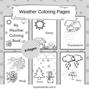 Hava Durumu boyama sayfası – ücretsiz yazdır, boyama etkinliği