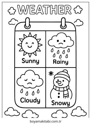 Hava Durumu boyama sayfası – çocuklar için, çizgi film temalı