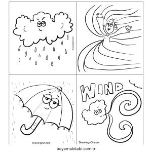 Hava Durumu boyama sayfası – PDF indir, sevimli karakter