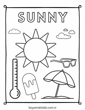 Hava Durumu boyama sayfası – boyama etkinliği, çocuk aktivitesi