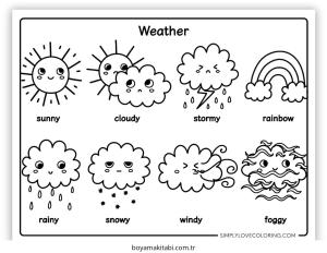 Hava Durumu boyama sayfası – basit çizim, kolay boyama