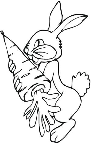 Havuç boyama sayfası,  coloring page, Büyük bir Havuç Tutan Temel Tavşan, 