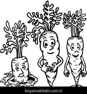 Havuç boyama sayfası – çizgi film temalı, basit çizim