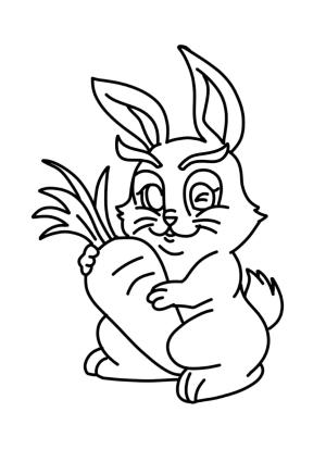 Havuç boyama sayfası,  coloring page, Havuç ile Karikatür Tavşan, 