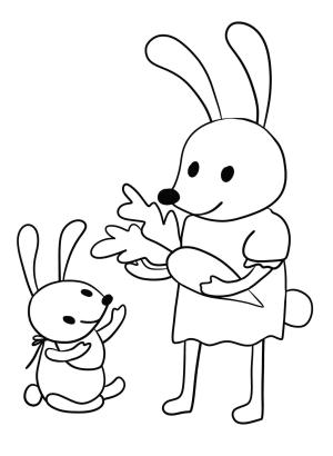 Havuç boyama sayfası,  coloring page, Anne Ve Havuçlu Tavşan, 