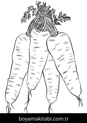 Havuç boyama sayfası – evde etkinlik, ücretsiz yazdır