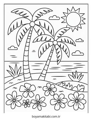 Hawaii boyama sayfası – çocuk aktivitesi, PDF indir