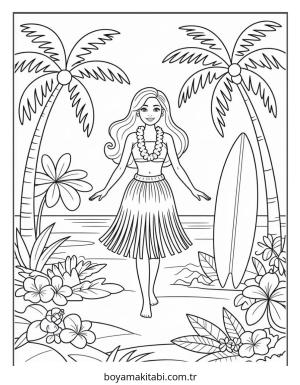Hawaii boyama sayfası – keyifli zaman, renkli çizimler