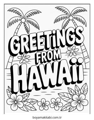 Hawaii boyama sayfası – sevimli karakter, sanatsal çalışma