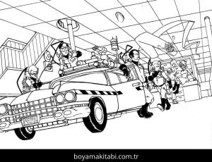 Hayalet Avcıları boyama sayfası – çocuklar için, çizgi film temalı