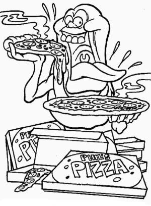 Hayalet Avcıları boyama sayfası,  coloring page, Slimer ve Pizza, 