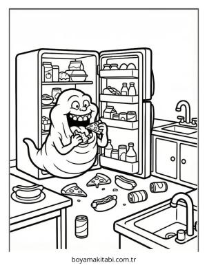 Hayalet Avcıları boyama sayfası – renkli çizimler, okul öncesi