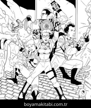 Hayalet Avcıları boyama sayfası – boyama etkinliği, çocuk aktivitesi