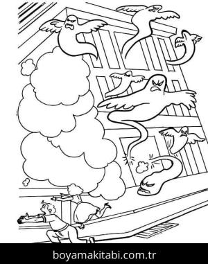 Hayalet Avcıları boyama sayfası – keyifli zaman, renkli çizimler