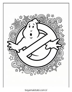 Hayalet Avcıları boyama sayfası – sevimli karakter, sanatsal çalışma