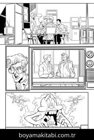 Hayalet Avcıları boyama sayfası – çocuklar için, çizgi film temalı